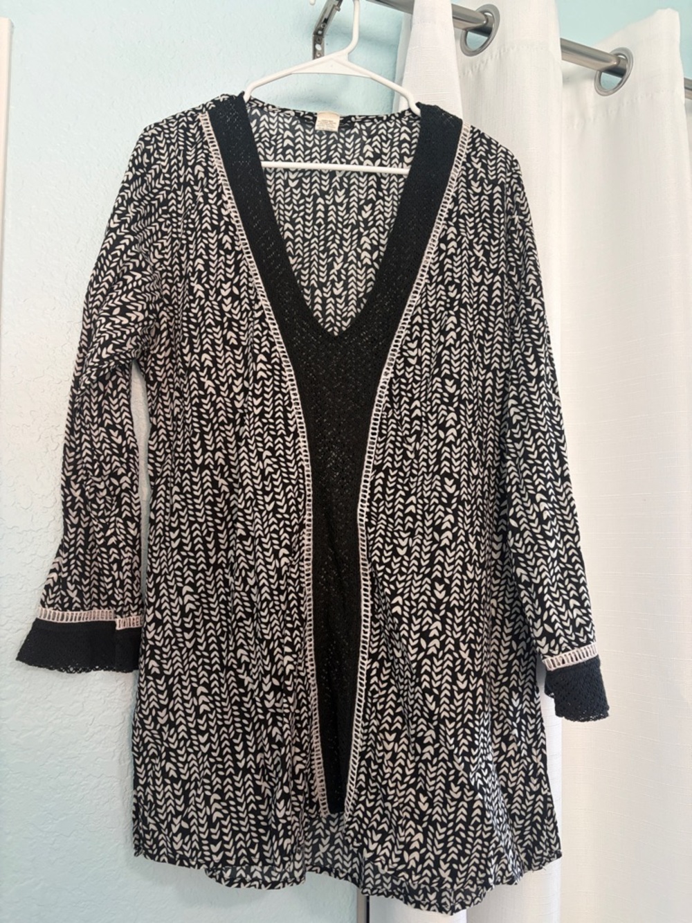 La Blanca Black and White Open Front Knit Tunic